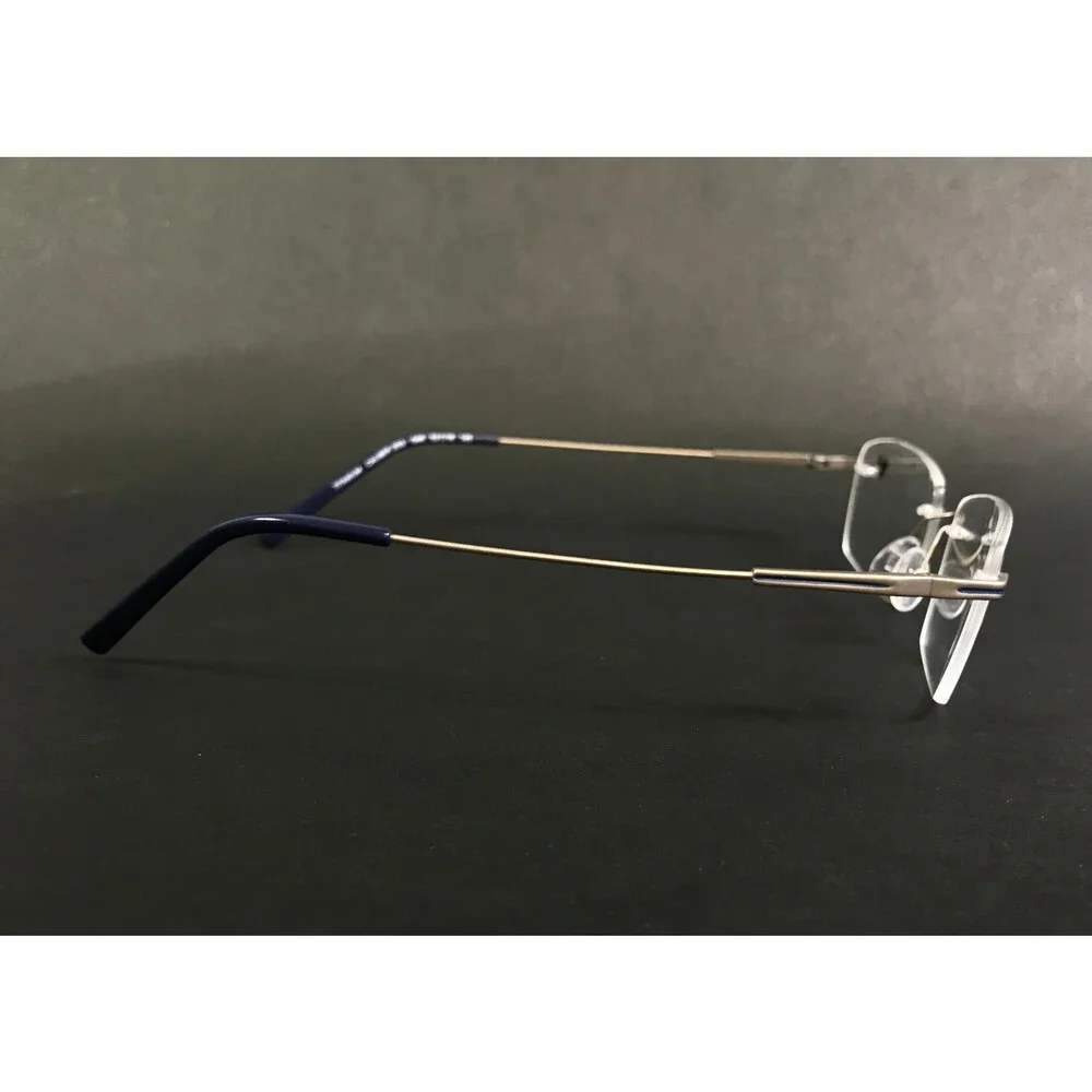 Airlock Eyeglasses Frames CALIBER 203 046 Matte Silver Blue Rimless 52-18-145